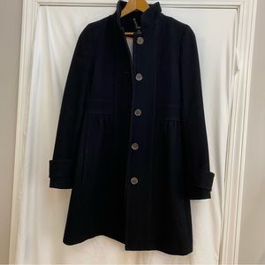 J Crew black wool pea coat, size 2